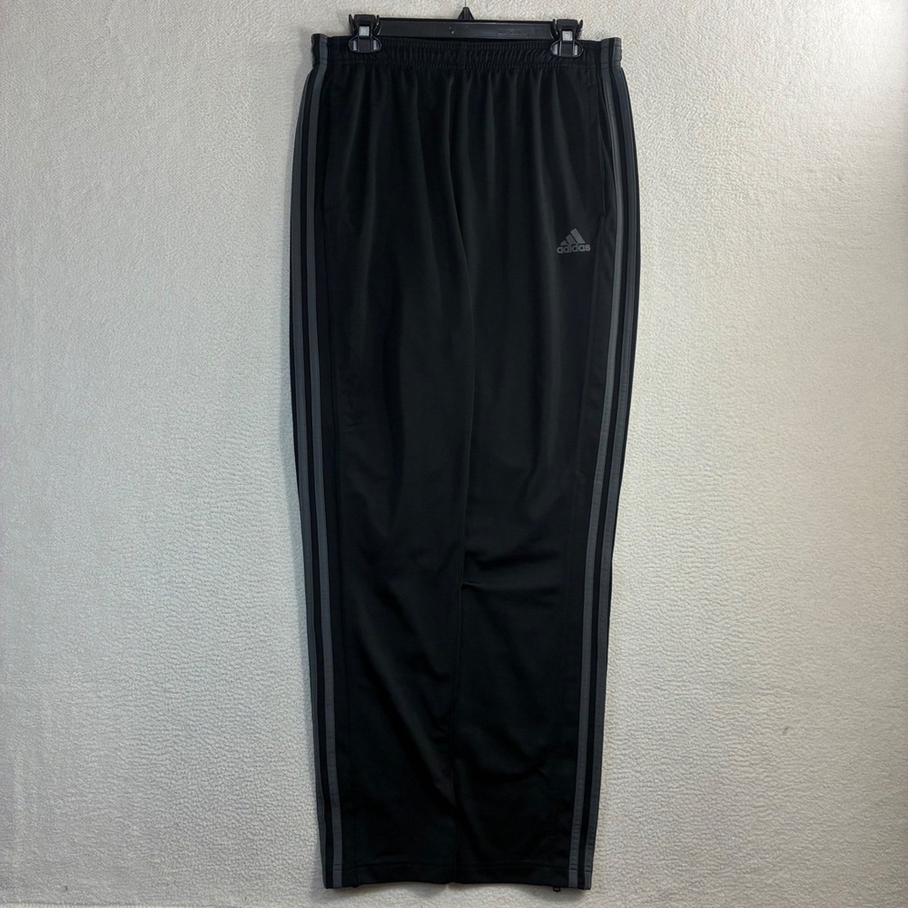 Y2K Adidas Track Pants Men L Black Gray Loose‎ Relaxed Ankle Zip Sweatpants